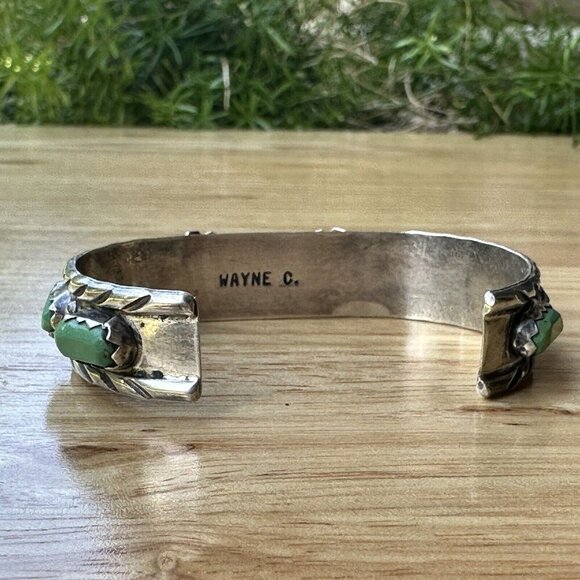 Zuni Wayne Cheama Cuff Watch‎ Band Sterling Silver Turquoise Signed 19.5g Sz 5.5 - Picture 4 of 10